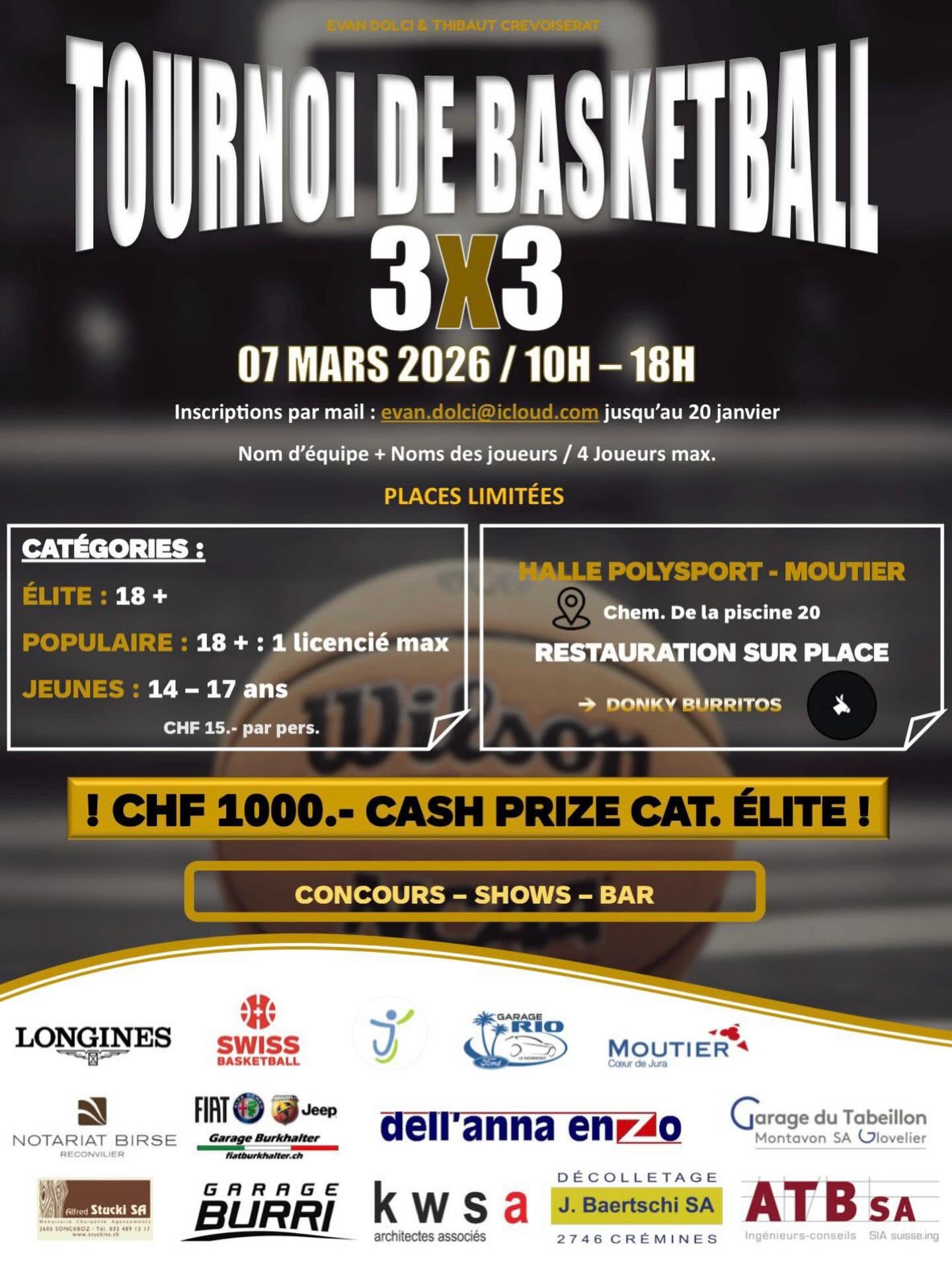 Affiche d'un tournois de basketball 3 contre 3